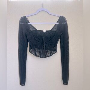 Garage Clothing - Black Long Sleeve Lace Corset Top
